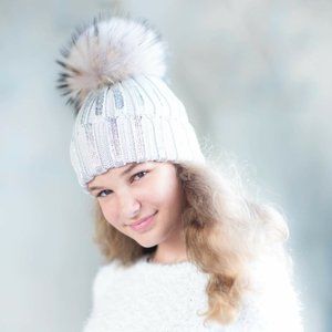 New Girl Catya Wool Hat w/Fur Pom Pom